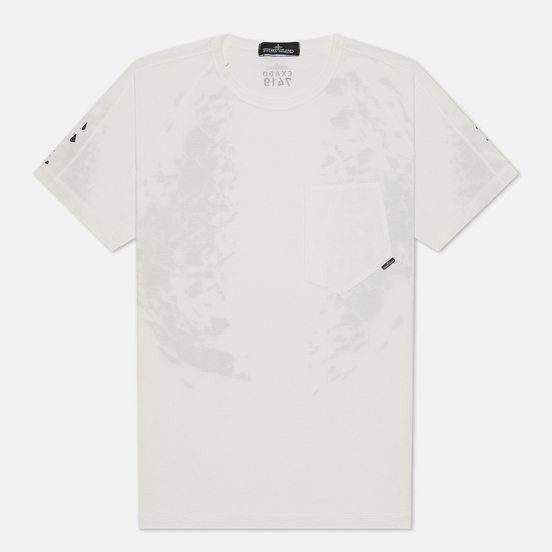 Мужская футболка Stone Island Shadow Project Printed Catch Pocket Mako Natural White