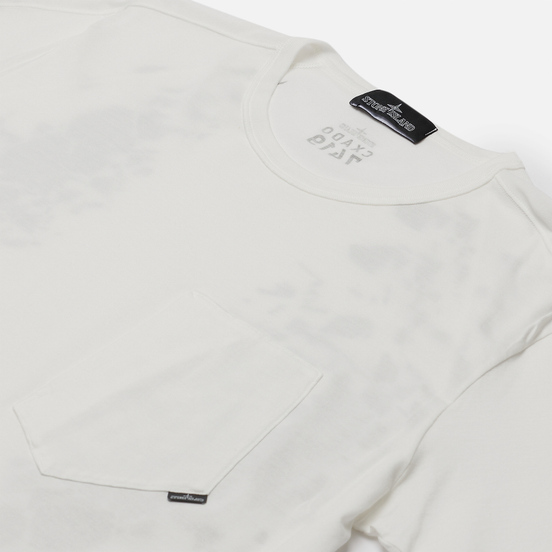 Мужская футболка Stone Island Shadow Project Printed Catch Pocket Mako Natural White