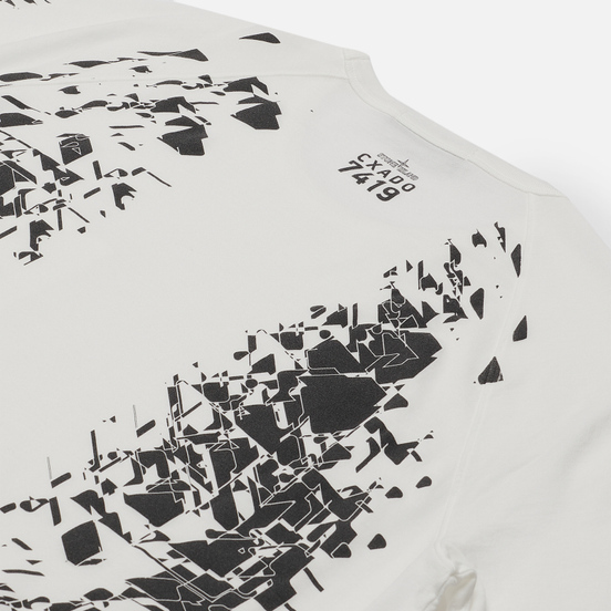 Мужская футболка Stone Island Shadow Project Printed Catch Pocket Mako Natural White