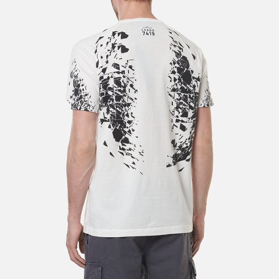 Мужская футболка Stone Island Shadow Project Printed Catch Pocket Mako Natural White