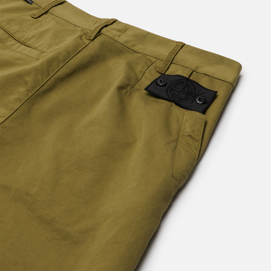 Мужские брюки Stone Island Shadow Project Straight Black Weaved Cotton Satin Olive Green