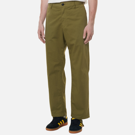 Мужские брюки Stone Island Shadow Project Straight Black Weaved Cotton Satin Olive Green