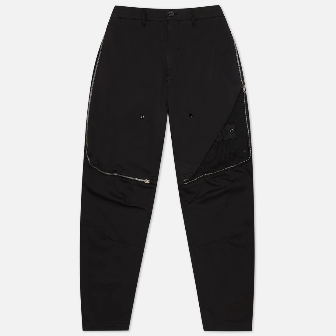 Stone Island Shadow Project Мужские брюки Vent Panel Black Weaved Cotton Satin