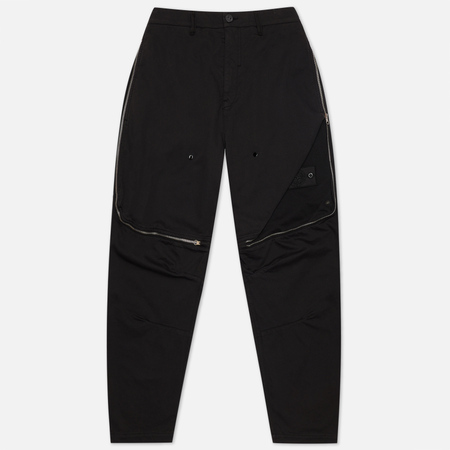 Мужские брюки Stone Island Shadow Project Vent Panel Black Weaved Cotton Satin, цвет чёрный, размер 54