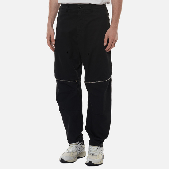Мужские брюки Stone Island Shadow Project Vent Panel Black Weaved Cotton Satin Black