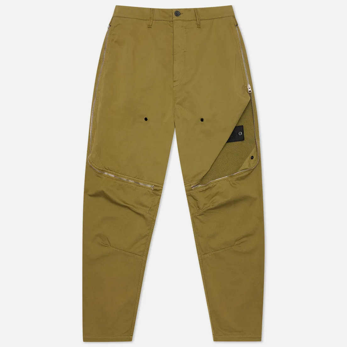Stone Island Shadow Project Мужские брюки Vent Panel Black Weaved Cotton Satin