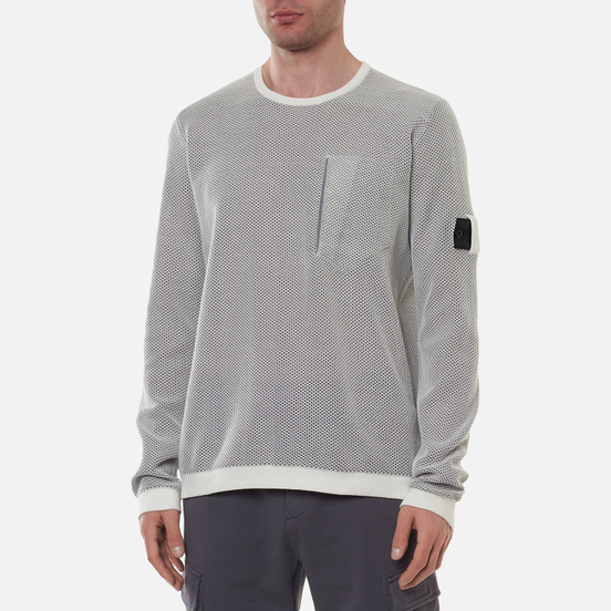 Мужской свитер Stone Island Shadow Project Light Double Face Mesh Crew Neck Natural White
