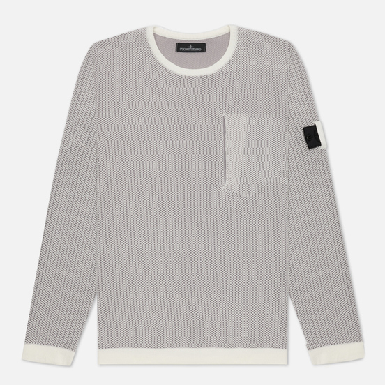 Мужской свитер Stone Island Shadow Project Light Double Face Mesh Crew Neck Natural White
