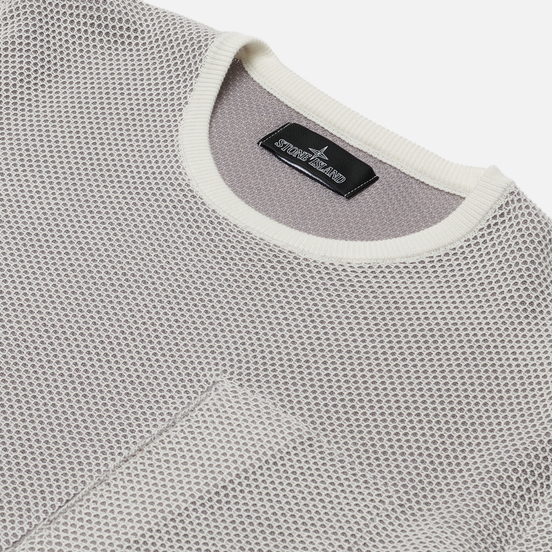 Мужской свитер Stone Island Shadow Project Light Double Face Mesh Crew Neck Natural White