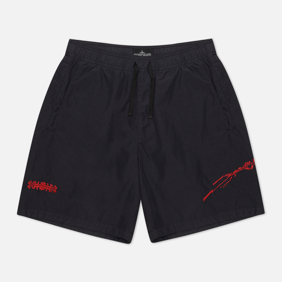 Мужские шорты Stone Island Shadow Project Embroidered Swim Trunks Brushed Nylon Black