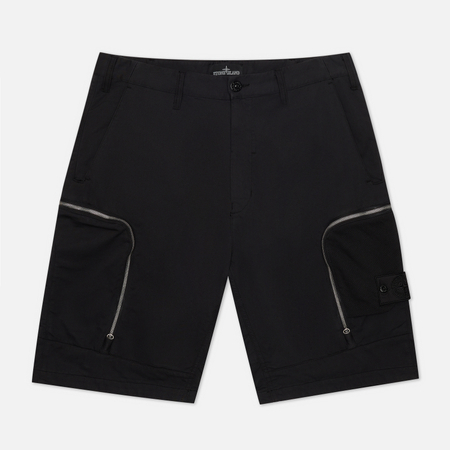 Мужские шорты Stone Island Shadow Project Cargo Black Weaved Cotton Satin, цвет чёрный, размер 48