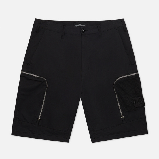 Мужские шорты Stone Island Shadow Project Cargo Black Weaved Cotton Satin Black
