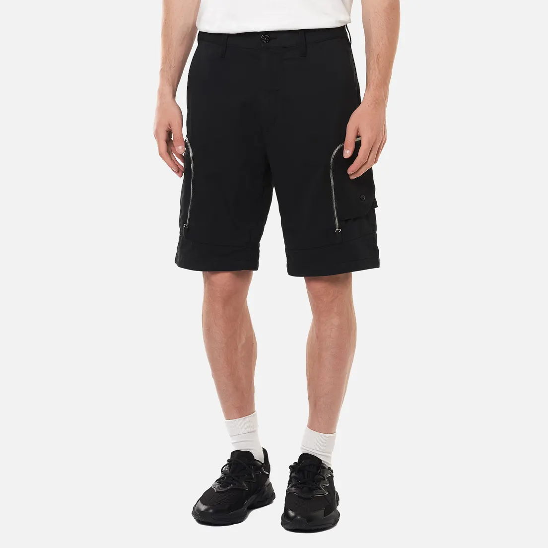 Stone Island Shadow Project Мужские шорты Cargo Black Weaved Cotton Satin