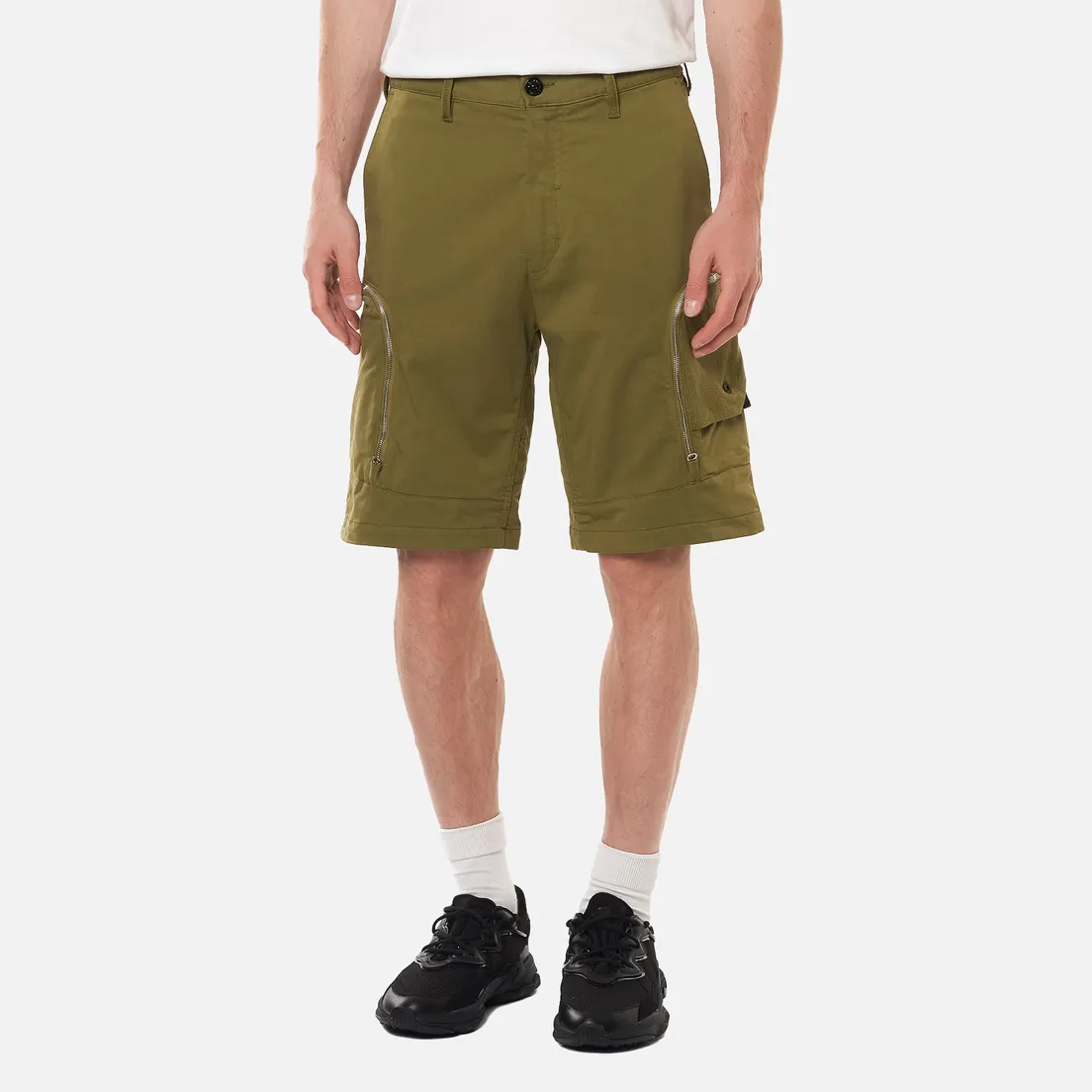 Stone Island Shadow Project Мужские шорты Cargo Black Weaved Cotton Satin