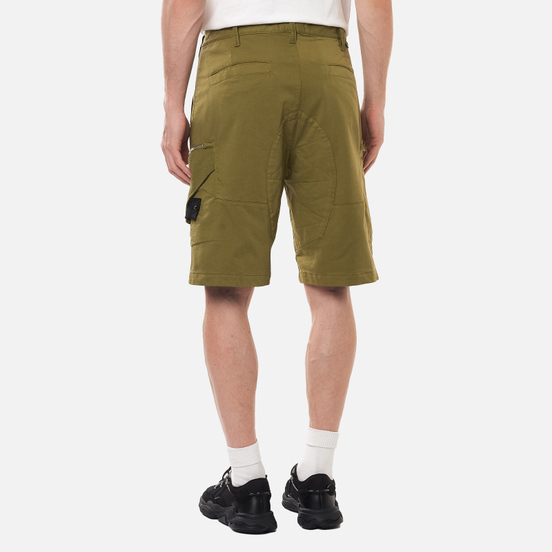 Мужские шорты Stone Island Shadow Project Cargo Black Weaved Cotton Satin Olive Green