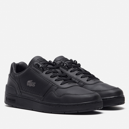 Мужские кроссовки Lacoste T-Clip Leather, цвет чёрный, размер 40.5 EU