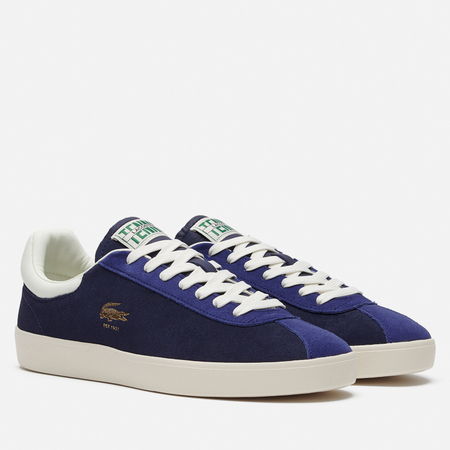 фото Мужские кроссовки lacoste baseshot premium suede, цвет синий, размер 40.5 eu