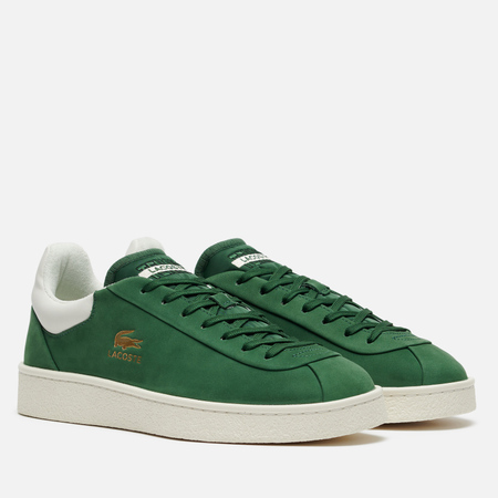 фото Мужские кроссовки lacoste baseshot premium leather, цвет зелёный, размер 40.5 eu