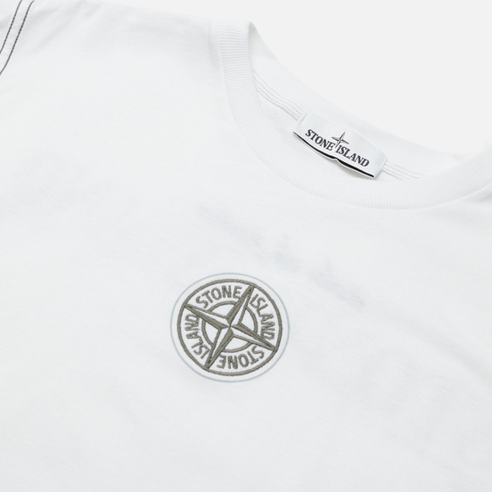 Мужской лонгслив Stone Island Garment Dyed Embroidery Logo White