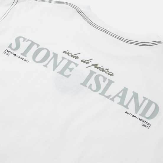 Мужской лонгслив Stone Island Garment Dyed Embroidery Logo White