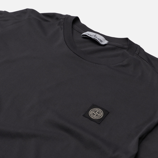 Мужской лонгслив Stone Island Patch Program Crew Neck Antracite
