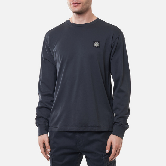 Мужской лонгслив Stone Island Patch Program Crew Neck Antracite