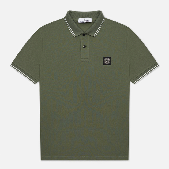 Мужское поло Stone Island Patch Program Slim Fit Sage Green