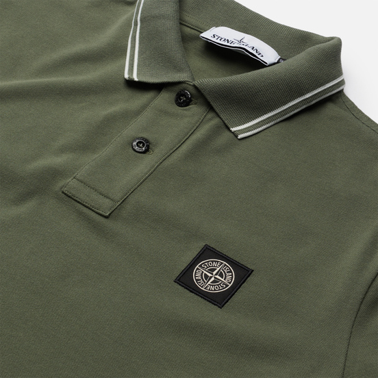 Мужское поло Stone Island Patch Program Slim Fit Sage Green