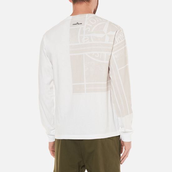 Мужской лонгслив Stone Island Mosaic Three Print Slim Fit White