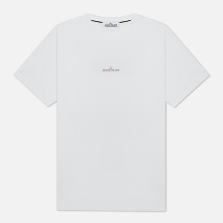 Мужская футболка Stone Island Mixed Media Two Print Slim Fit, цвет белый, размер S