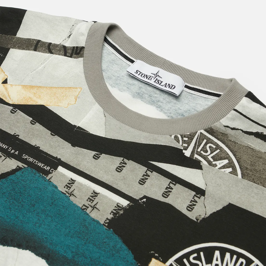 Stone Island Мужская футболка Mixed Media All Over Print Slim Fit