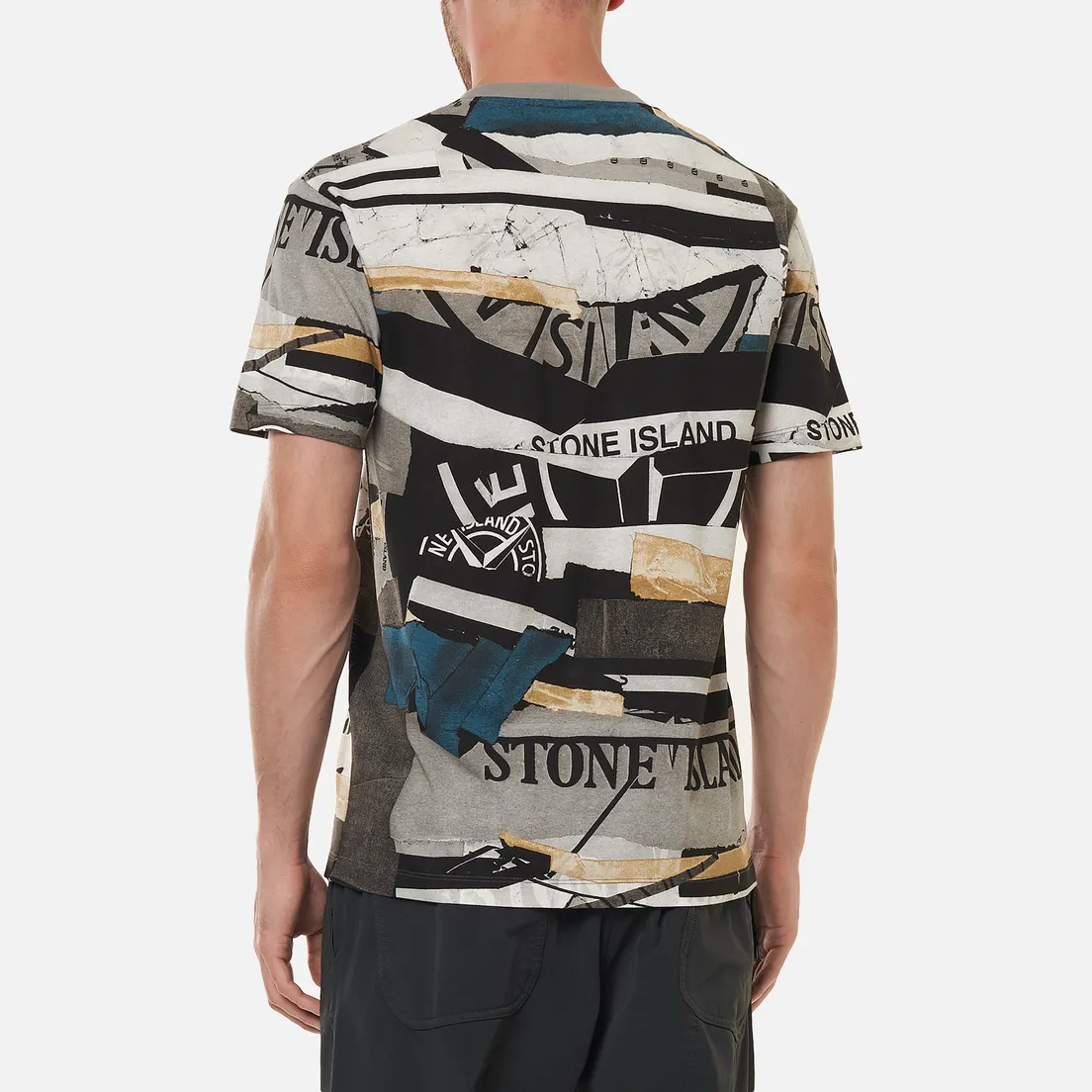 Stone Island Мужская футболка Mixed Media All Over Print Slim Fit
