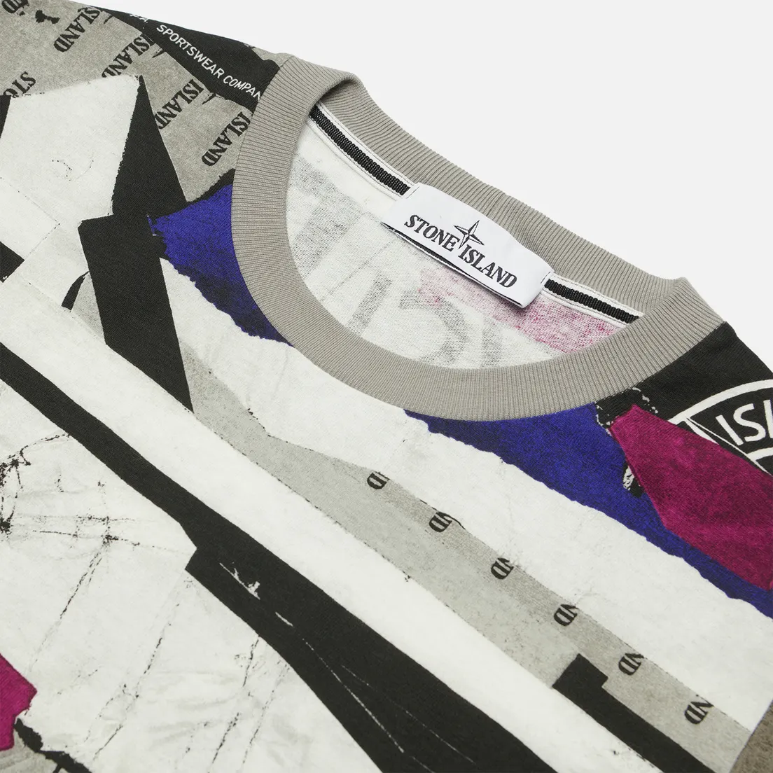 Stone Island Мужская футболка Mixed Media All Over Print Slim Fit