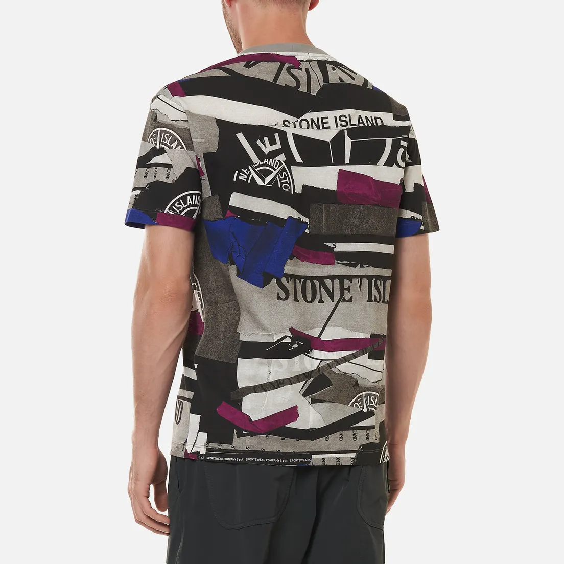Stone Island Мужская футболка Mixed Media All Over Print Slim Fit