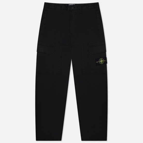 Мужские брюки Stone Island Stretch Cotton Wool Satin Loose Fit Black