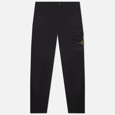 Мужские брюки Stone Island Stretch Cotton Gabardine Slim Fit, цвет чёрный, размер 36