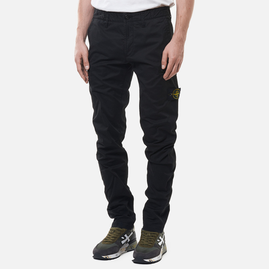 Мужские брюки Stone Island Stretch Cotton Gabardine Cargo Slim Fit Black