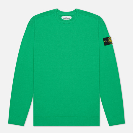 Мужской свитер Stone Island Classic Ribbed Neck Wool, цвет зелёный, размер XXL