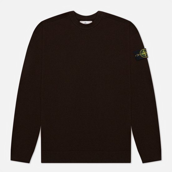 Мужской свитер Stone Island Classic Ribbed Neck Wool Dark Brown