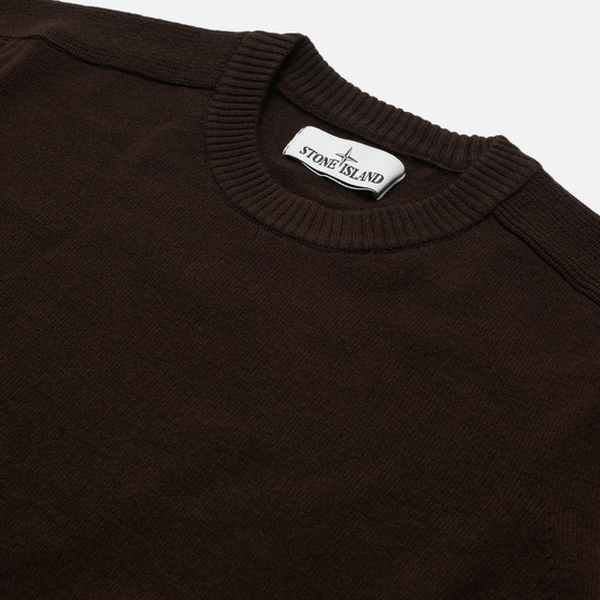 Мужской свитер Stone Island Classic Ribbed Neck Wool Dark Brown