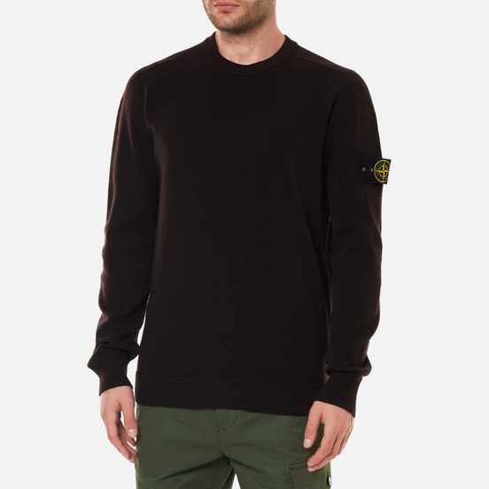 Мужской свитер Stone Island Classic Ribbed Neck Wool Dark Brown