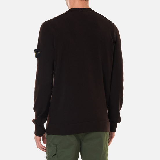 Мужской свитер Stone Island Classic Ribbed Neck Wool Dark Brown
