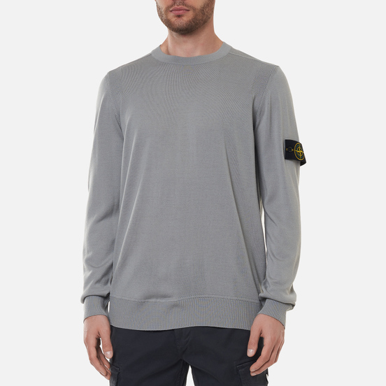 Мужской свитер Stone Island Classic Crew Neck Wool Pearl Grey
