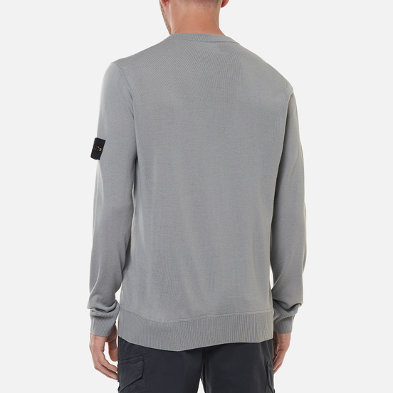 Мужской свитер Stone Island Classic Crew Neck Wool Pearl Grey
