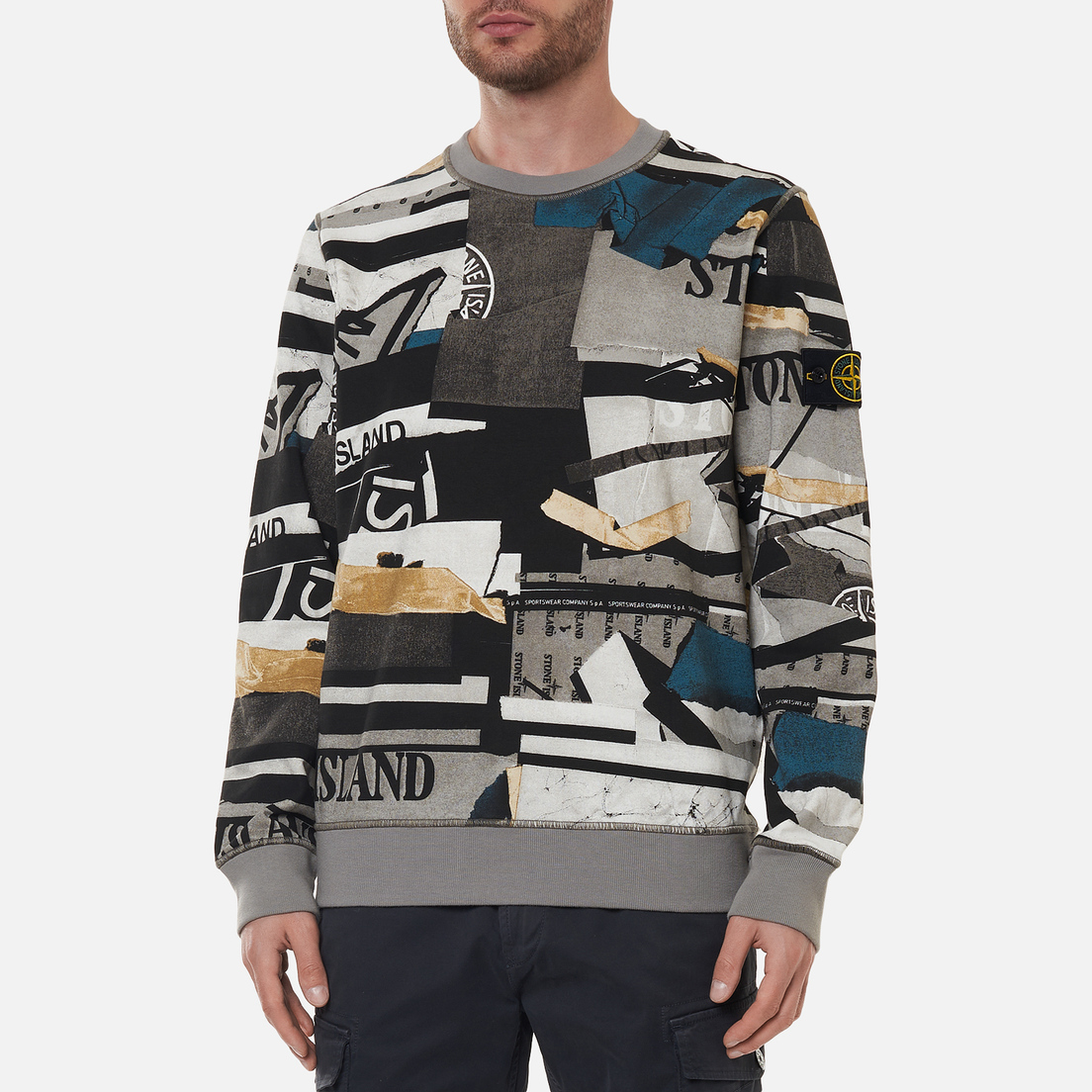 Stone Island Мужская толстовка Mixed Media All Over Print