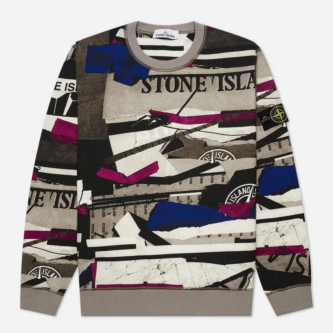 Stone Island Мужская толстовка Mixed Media All Over Print