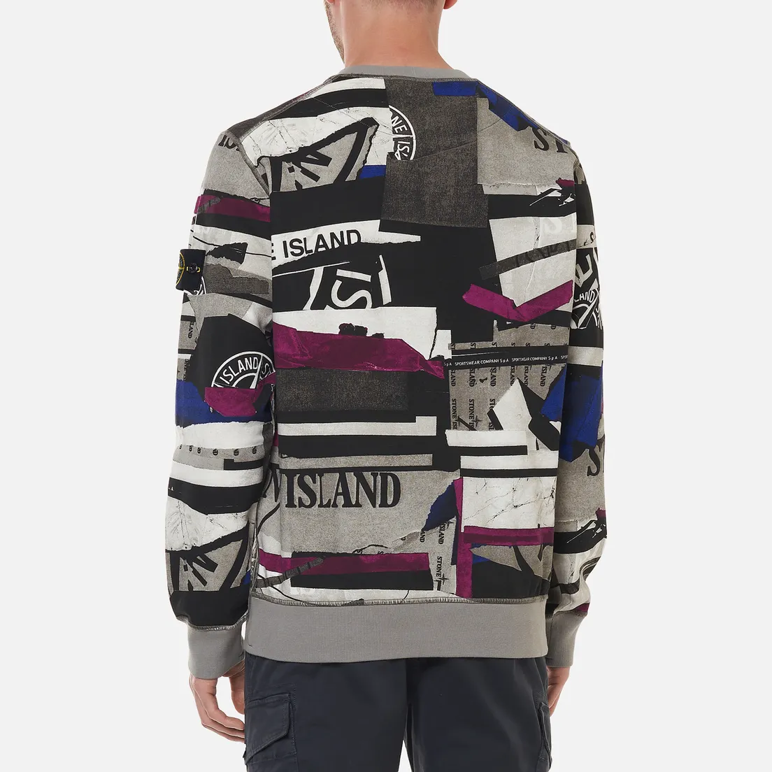 Stone Island Мужская толстовка Mixed Media All Over Print