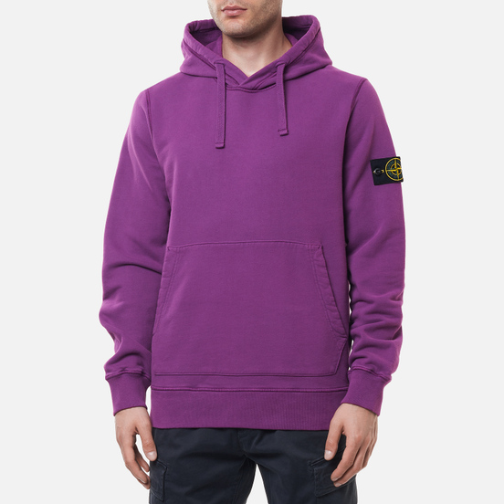 Мужская толстовка Stone Island Brushed Cotton Fleece Hoodie Magenta