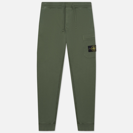 Мужские брюки Stone Island Brushed Cotton Fleece Slim Fit, цвет оливковый, размер L