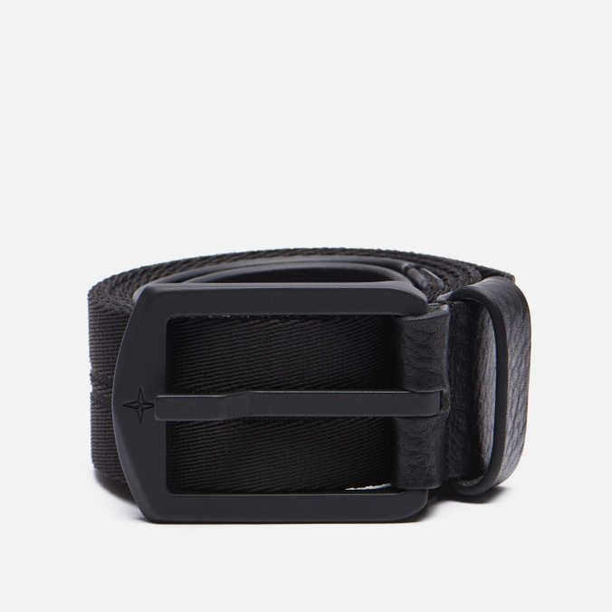 Ремень Stone Island Nylon/Leather Tape 7515, цвет чёрный